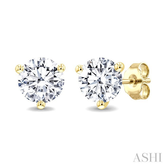 1 Ctw Round Cut Diamond Martini Stud Earrings in 14K Yellow Gold
