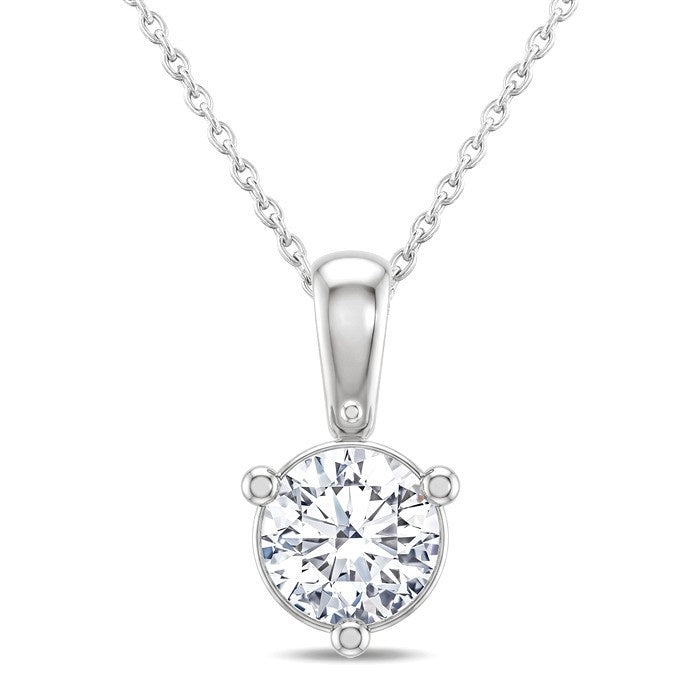 3/4 Ctw Round Cut Diamond Martini Solitaire Pendant With Chain in 14K White Gold