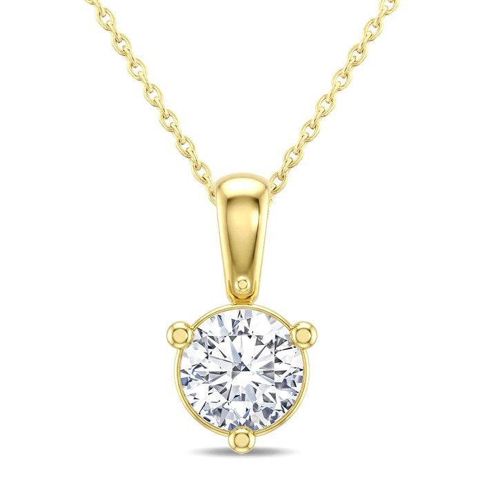 3/4 Ctw Round Cut Diamond Martini Solitaire Pendant With Chain in 14K Yellow Gold