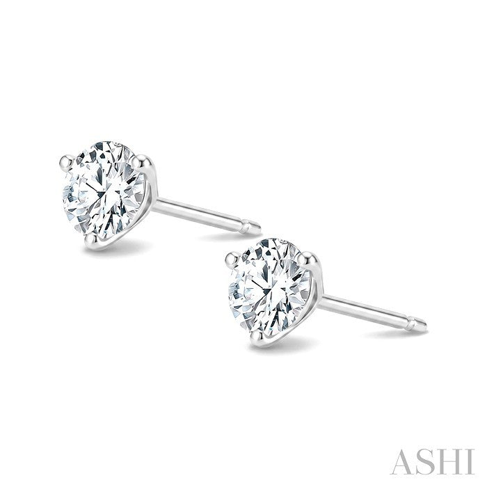 3/4 Ctw Round Cut Diamond Martini Stud Earrings in 14K White Gold