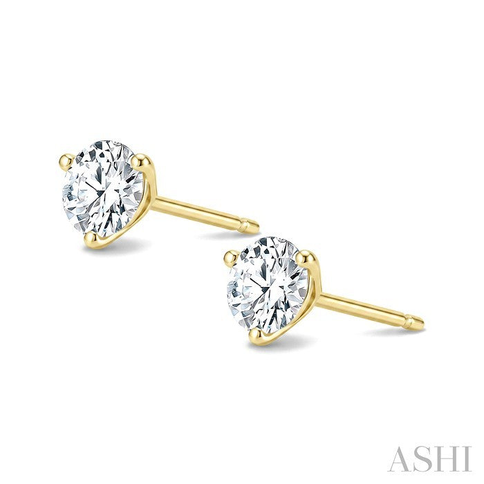 3/4 Ctw Round Cut Diamond Martini Stud Earrings in 14K Yellow Gold