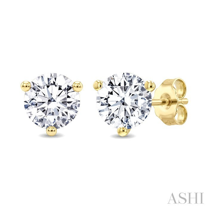 3/4 Ctw Round Cut Diamond Martini Stud Earrings in 14K Yellow Gold