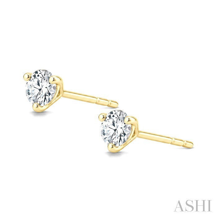 1/2 Ctw Round Cut Diamond Martini Stud Earrings in 14K Yellow Gold
