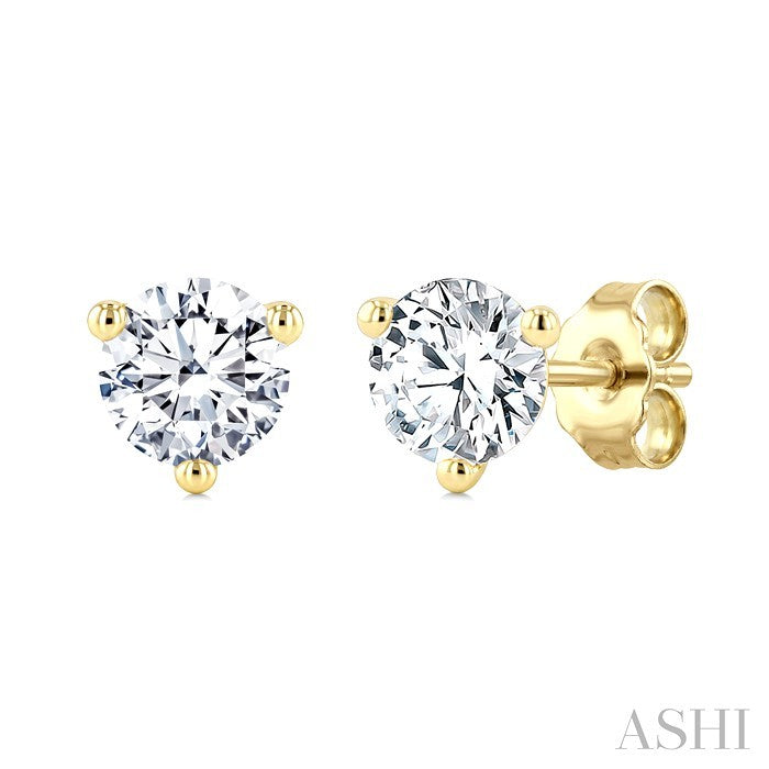 1/10 Ctw Round Cut Diamond Martini Stud Earrings in 14K Yellow Gold