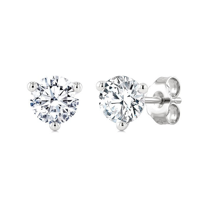 1/20 Ctw Round Cut Diamond Martini Stud Earrings in 14K White Gold