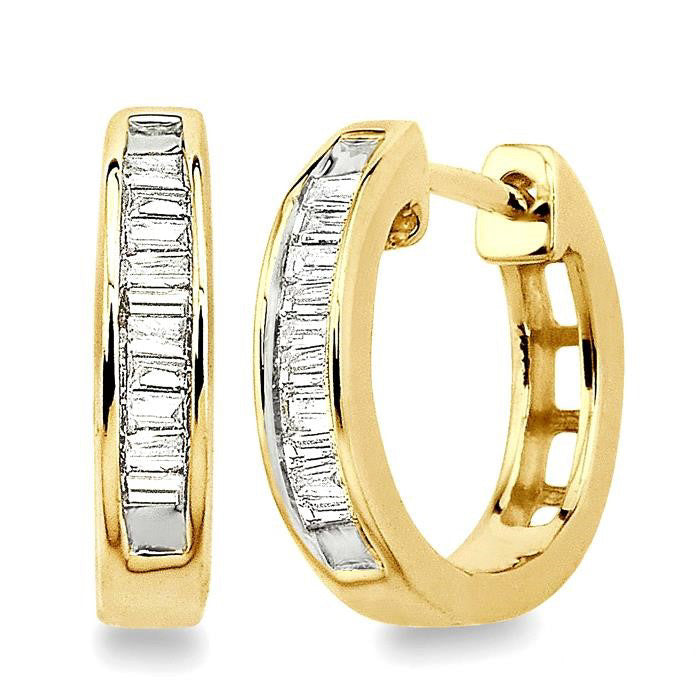 OnNoLys 14K White Gold Diamond Channel Earrings