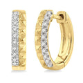 1/4 Ctw Pyramid Round Cut Diamond Hoop Earrings in 14K Yellow Gold