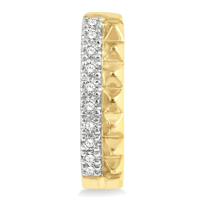 1/4 Ctw Pyramid Round Cut Diamond Hoop Earrings in 14K Yellow Gold