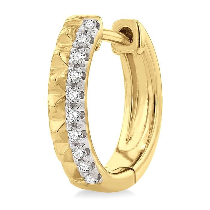 1/4 Ctw Pyramid Round Cut Diamond Hoop Earrings in 14K Yellow Gold