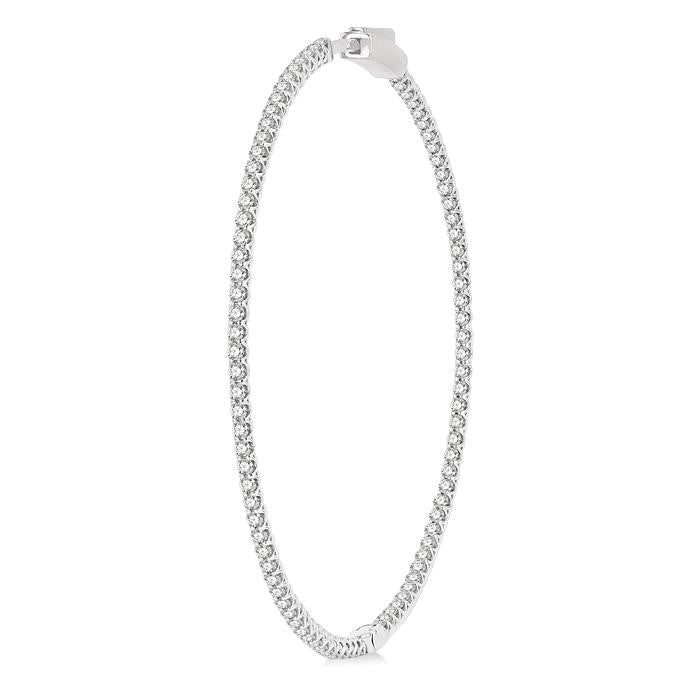 2 Ctw Inside-Out Round Cut Diamond 2-Inch Hoop Earrings in 14K White Gold