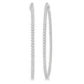 3 Ctw Inside-Out Round Cut Diamond 2-Inch Hoop Earrings in 14K White Gold