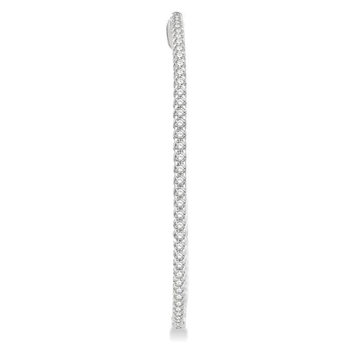 3 Ctw Inside-Out Round Cut Diamond 2-Inch Hoop Earrings in 14K White Gold