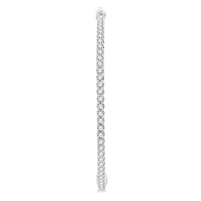 4 Ctw Inside-Out Round Cut Diamond 2-Inch Hoop Earrings in 14K White Gold