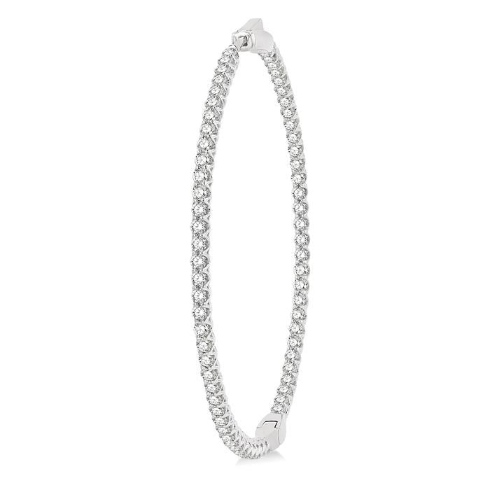4 Ctw Inside-Out Round Cut Diamond 2-Inch Hoop Earrings in 14K White Gold