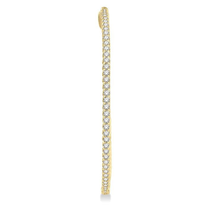 2 Ctw Inside-Out Round Cut Diamond 2-Inch Hoop Earrings in 14K Yellow Gold