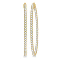 5 Ctw Inside-Out Round Cut Diamond 2-Inch Hoop Earrings in 14K Yellow Gold