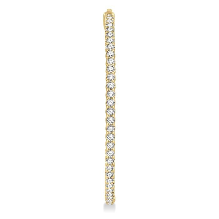 5 Ctw Inside-Out Round Cut Diamond 2-Inch Hoop Earrings in 14K Yellow Gold