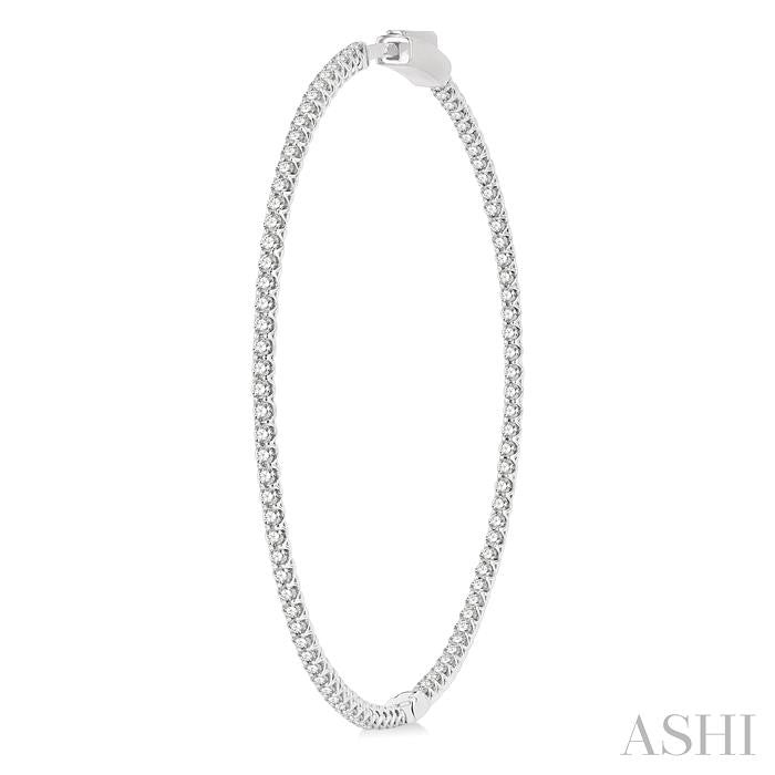 2 Ctw Inside-Out Round Cut Diamond 2-Inch Hoop Earrings in 14K White Gold