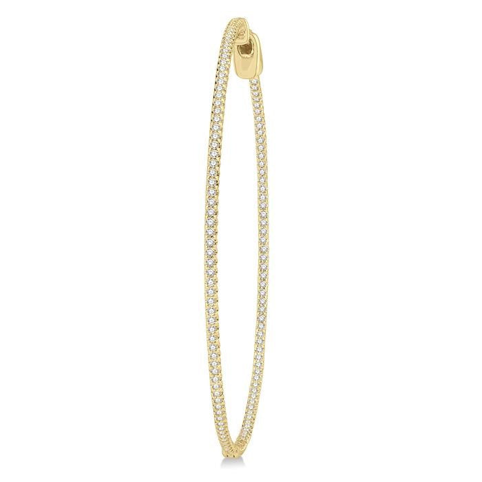 1 Ctw Inside-Out Round Cut Diamond 2-Inch Hoop Earrings in 14K Yellow Gold