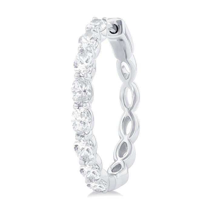 Oval Shape East-West Diamond Fashion Hoop Earrings