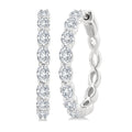 1 7/8 Ctw North-South Oval Cut Diamond Fashion Hoop Earrings in 14K White Gold
