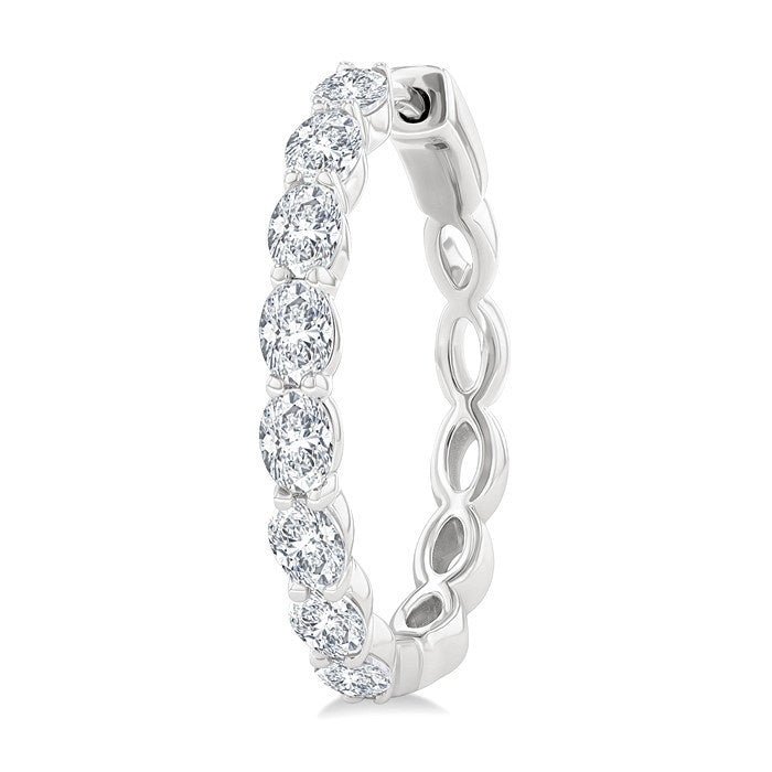 1 7/8 Ctw North-South Oval Cut Diamond Fashion Hoop Earrings in 14K White Gold