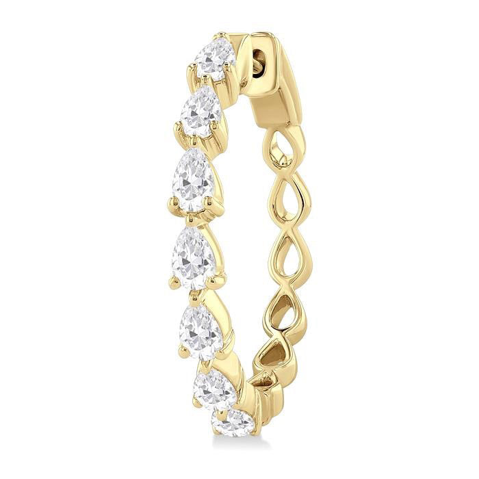 Pear Shape North-South Diamond Fashion Hoop Earrings