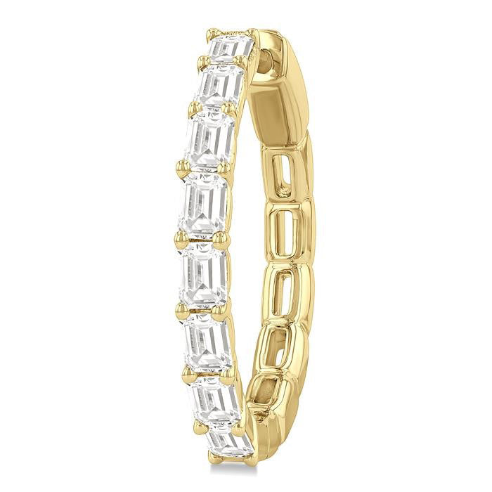 Emerald Shape North-South Diamond Fashion Hoop Earrings