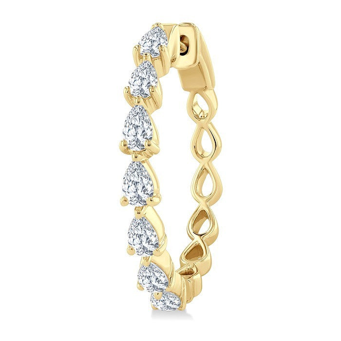 1 1/2 Ctw North-South Pear Shape Diamond Fashion Hoop Earrings in 14K Yellow Gold