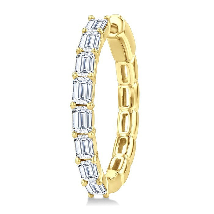 1 7/8 Ctw North-South Emerald Cut Diamond Fashion Hoop Earrings in 14K Yellow Gold