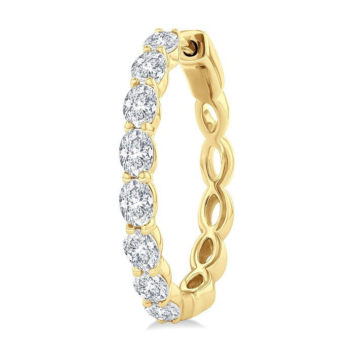 1 7/8 Ctw North-South Oval Cut Diamond Fashion Hoop Earrings in 14K Yellow Gold