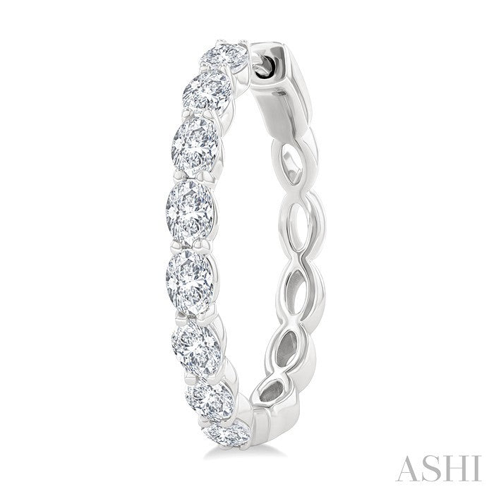 1 7/8 Ctw North-South Oval Cut Diamond Fashion Hoop Earrings in 14K White Gold
