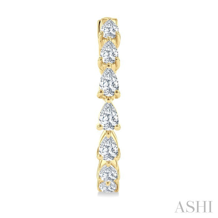 1 1/2 Ctw North-South Pear Shape Diamond Fashion Hoop Earrings in 14K Yellow Gold