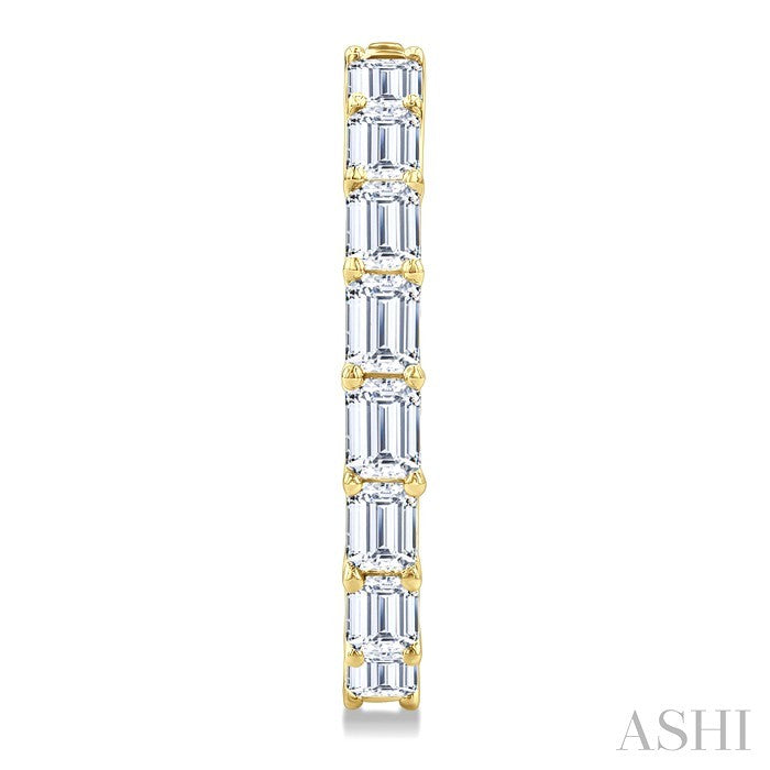 1 7/8 Ctw North-South Emerald Cut Diamond Fashion Hoop Earrings in 14K Yellow Gold