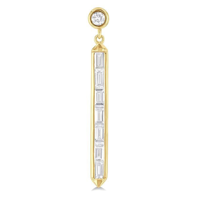 Vertical Bar Baguette Diamond Fashion Long Earrings
