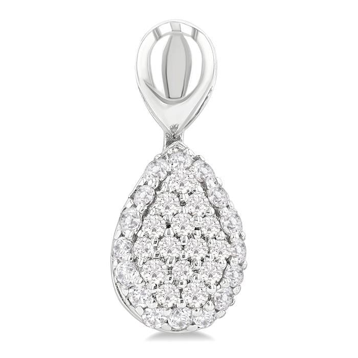 1/3 Ctw Pear Shape Mount Pave Set Round Cut Diamond Fashion Earrings in 10K White Gold