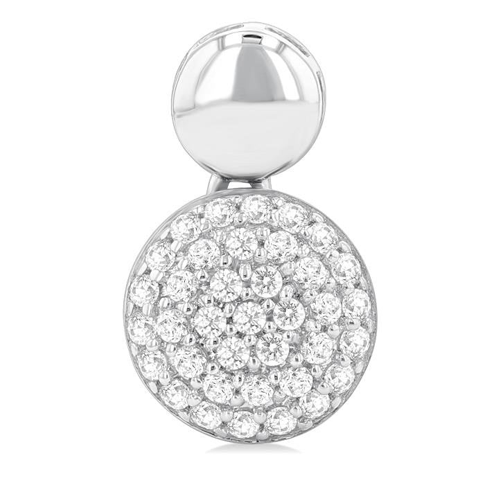 1/3 Ctw Circular Mount Pave Set Round Cut Diamond Fashion Earrings in 10K White Gold