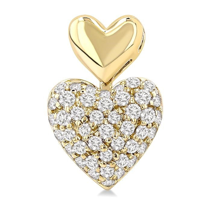 1/3 Ctw Heart Shape Mount Pave Set Round Cut Diamond Fashion Earrings in 10K Yellow Gold