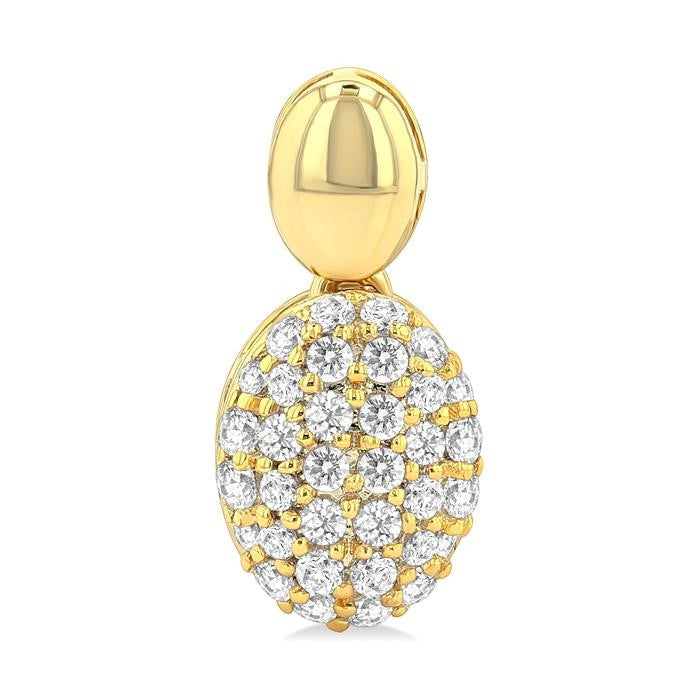 1/3 Ctw Oval Shape Mount Pave Set Round Cut Diamond Fashion Earrings in 10K Yellow Gold