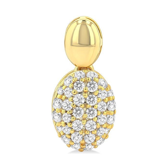 Pave-Set Oval Shape Diamond Fashion Earrings