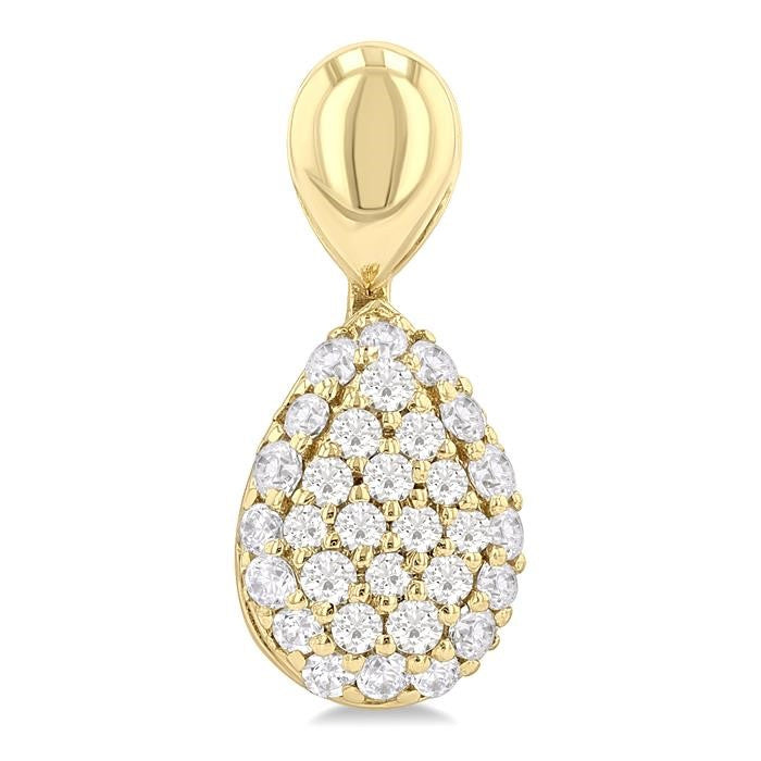1/3 Ctw Pear Shape Mount Pave Set Round Cut Diamond Fashion Earrings in 10K Yellow Gold