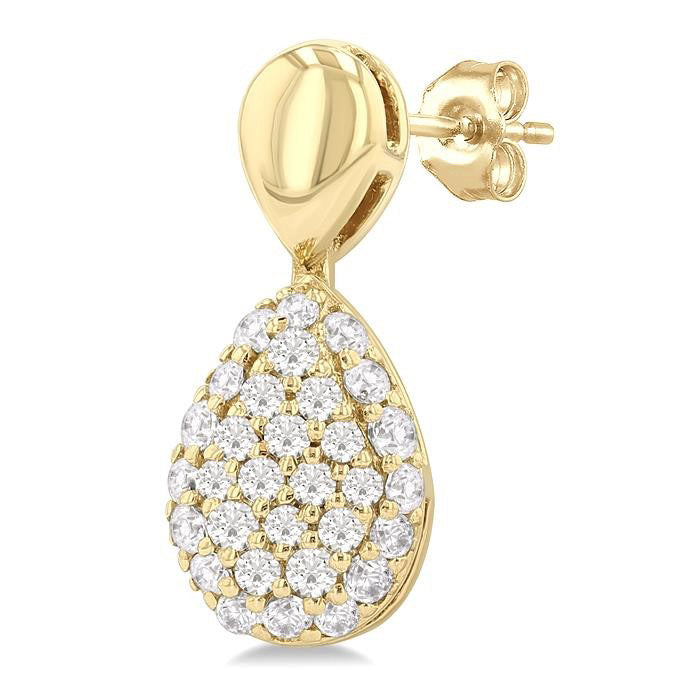 Pave-Set Pear Shape Diamond Fashion Earrings