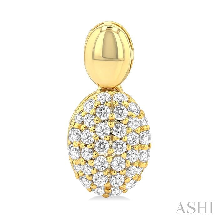 1/3 Ctw Oval Shape Mount Pave Set Round Cut Diamond Fashion Earrings in 10K Yellow Gold