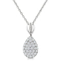 1/4 Ctw Pear Shape Pave Set Round Cut Diamond Fashion Pendant With Chain in 10K White Gold
