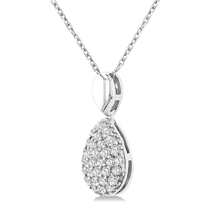 1/4 Ctw Pear Shape Pave Set Round Cut Diamond Fashion Pendant With Chain in 10K White Gold