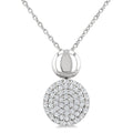 1/4 Ctw Circular Mount Pave Set Round Cut Diamond Fashion Pendant With Chain in 10K White Gold