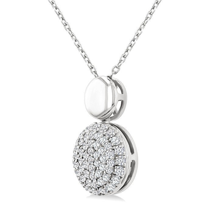 1/4 Ctw Circular Mount Pave Set Round Cut Diamond Fashion Pendant With Chain in 10K White Gold