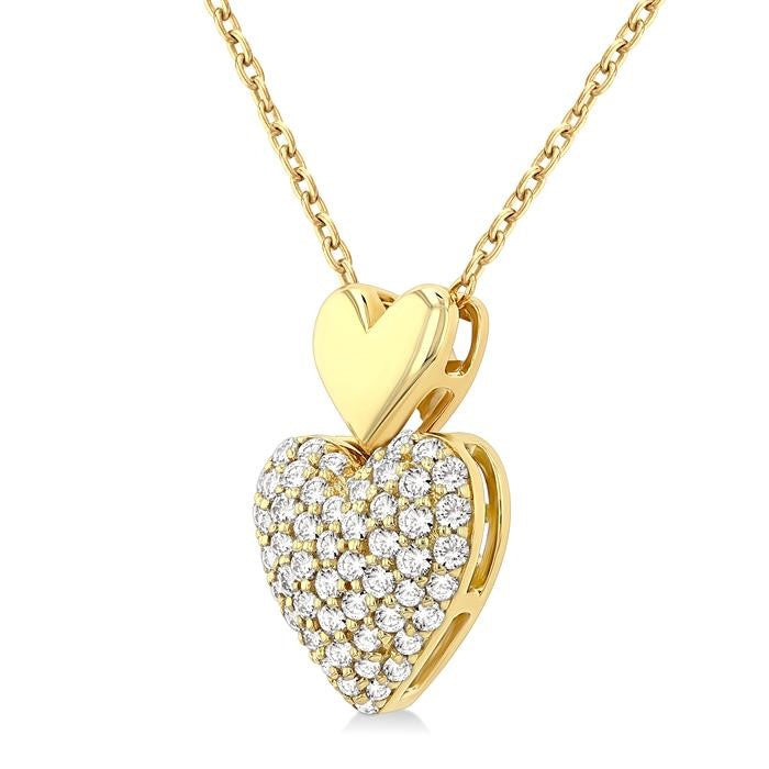 1/4 Ctw Heart Shape Pave Set Round Cut Diamond Fashion Pendant With Chain in 10K Yellow Gold