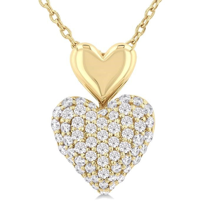 1/4 Ctw Heart Shape Pave Set Round Cut Diamond Fashion Pendant With Chain in 10K Yellow Gold
