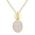 1/4 Ctw Oval Shape Mount Pave Set Round Cut Diamond Pendant in 10K Yellow Gold with Chain
